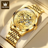 OLEVS Gold Automatic Watch for men Original Waterproof  Luxury Import Skeleton Mechanical Watch Stai