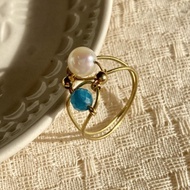 老林雜貨 | 磷灰石珍珠雙魚戒指