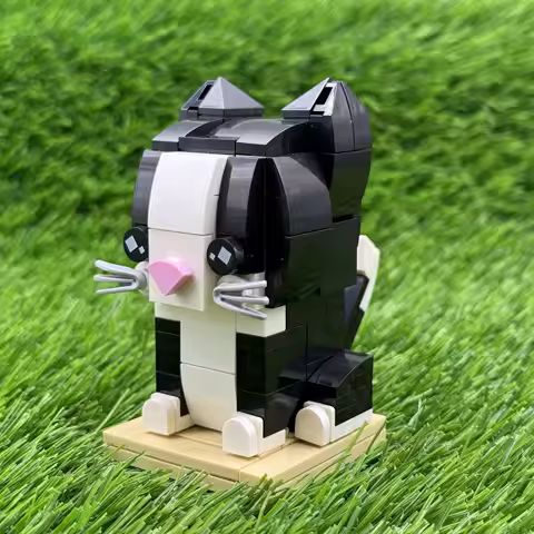 MOC Creative Nature Animal Series Cat BrickHeadsed Building Blocks Tuxedo Cat Model Brick Decoration