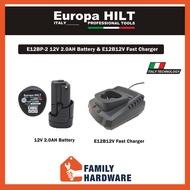 EUROPA HILT E12BP-2 12V 2.0AH Battery E12B12V Fast Charger BP E12 BP E 12BC