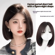 Short Wig Ladies Full Headgear Natural Bob Head Middle Age-Reducing One Knife Cut Simulation Hair Fu