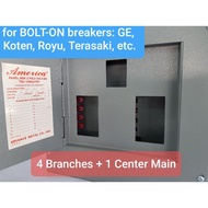 ✣Bolt On Panel Board 4 Branches 2 Pole 1 Phase America Center Breaker Box Enclosure GE Royu Koten