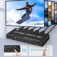 New Bluetooth dual-mode 8K HDMI Switch 3X1 5X1 8K@60Hz 4K@120Hz HDMI 2.1 Switcher Selector Box 5 In 1 Out With IR Remote HDR HDCP2.3 For Xbox PS4 PC TV