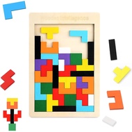 【Direct from Japan】Wooden Tetris Puzzle Jigsaw Puzzle Educational Tool Wooden Puzzle Educational Dev