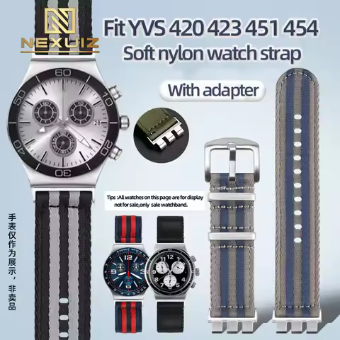 Woven Nylon Watch Strap For Swatch Irony YVS420 YVS454 YVS451 YVS400 Canvas Wacthband Modified Breat