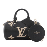 【Louis Vuitton 路易威登】Papillon BB Monogram 雙色牛皮迷你圓筒包(黑色/米色) M45980/平行輸入
