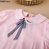 TUSHIT Store "College Style Girls' Polo Shirt - Cotton Short-Sleeve Top for Kids in Malaysia"