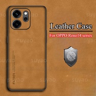 For OPPO Reno14 F Reno 14 Pro 14F 5G Case Lambskin Leather TPU Soft Back Cover Phone Silicone Camera