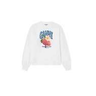 9GGY Gann * Ladies Long-Sleeved Strawberry Pattern Printed Round Neck Cotton Sports Casual Pullover 
