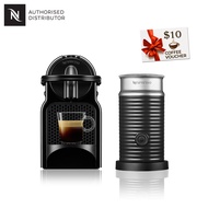 Nespresso Inissia D40SGBKNE (Black) &amp; Aeroccino Bundle+ FREE 7pcs capsules