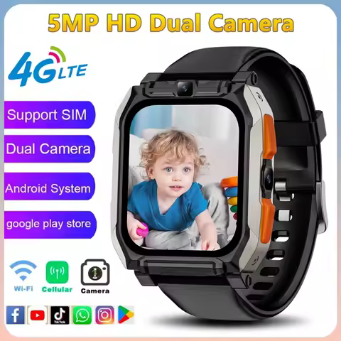 4G Net Sim Card WIFI GPS Position 5MP HD Dual Camera Smart Watch For Google Youtube NEW T3 Tiktok Ca