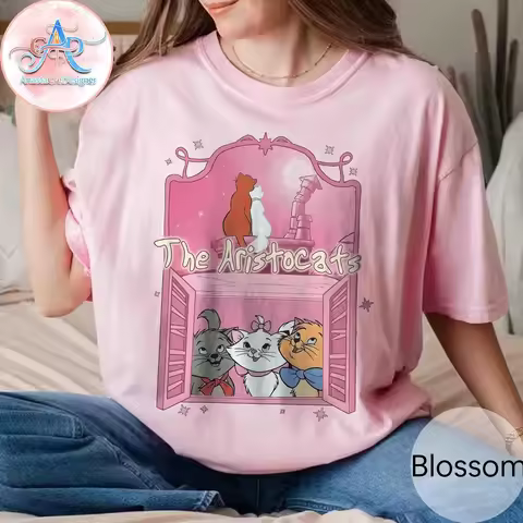 Disney Cat Adventure Window Scene Night T-shirt, Paris Disneyland Marie Toulouse Berlioz T-shirt, 20