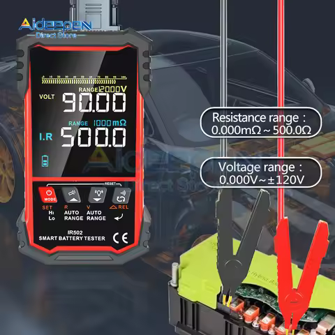IR500/IR502 Battery Internal Resistance Tester 120V 0.000mΩ~500Ω High Precision Calibratable Lead Ac