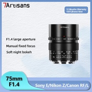 7artisans 75mm F1.4 Full Frame Large Aperture Manual Focus Portrait Camera Lens for Portrait Photogr