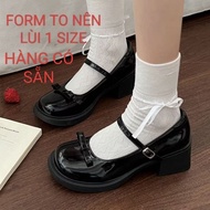 BACK 1 SIZE lolita shoes with bows, 5cm high sole, easy to wear, soft and light, soft shiny leather 