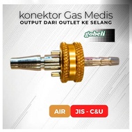 KONEKTOR GAS MEDIS - KONEKTOR REGULATOR OXYGEN FLOWMETER - CONECTOR FLOWMETER TYP E JIS/CNU/C&U MODE