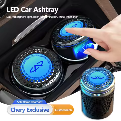 LED Car Ashtray With Anti-Odor Portable Leakproof Ash Holder For Chery Jetour Omoda Tiggo Pro Fulwin