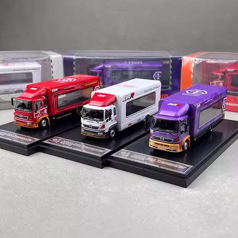Diecast 1/64 Scale Hino 500 Ranger EVA Model Car Lift Body Transport Trailer Car Model