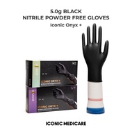 Iconic Medicare 5.0g Black Nitrile Powder Free Examination Gloves Medical Grade - Iconic Onyx + (100 Pcs/Box)