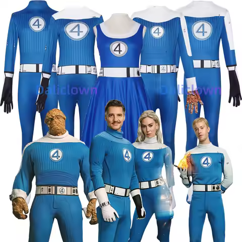 2025 New Movie The Fantastic Four 4 Cosplay Costume Invisible Woman Ben Grimm Mister Fantastic Reed 