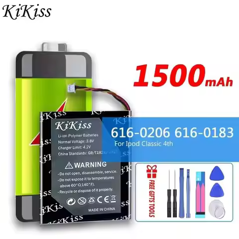 KiKiss Battery 616-0206 616-0183 1500mAh For Apple Ipod Classic 4th gen/Photo U2 A1059 20 40GB Repla