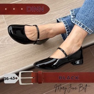 (ส่งเร็วพิเศษ)Dinn รุ่น(DMJ-002)แมรี่เจน(สายเข็มขัด )รองเท้าคัชชูส้นเตี้ย รองเท้าแฟลต รองเท้าบัลเล่ต