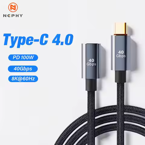 USB 4 Extension Cable Thunderbolt 4 3 Type C 40Gbps USB-C Male To Female Monitor PD 100W 8K Video Do
