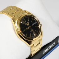 Seiko 5 Gold Tone Stainless Steel Black Dial Automatic Watch SNKL50K11