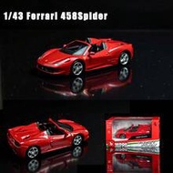 1:43 Bburago Ferrari 458 Spider (Red) Alloy Diecast Model Car, Suitable As Holiday Gift
