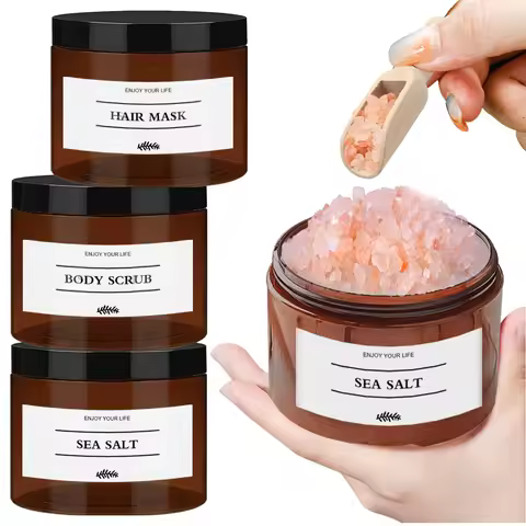 Bath Salt Storage Container Reusable Amber Hair Mask Sea Salt Body Scrub Dispenser Box Bathroom Show