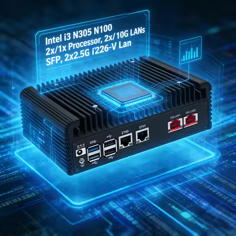 Intel i3 N305 N100 Firewall Router Upgraded Version Fanless Mini PC 2x/1x 10G LANs SFP+ 2x2.5G i226-