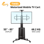 (SG) Motorized TV Mobile Cart with Wheels TW85 / 55" - 85" TV Mount / Wireless Remote Control / North Bayou / Universal VESA Aluminium Alloy Support