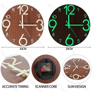 SG Home Mall Wood Wall Clock Luminous Number Of Hanging Clocks Quiet Dark Glowing Wall Clocks Modern Clock Decoration