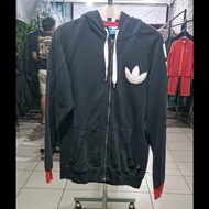 Hoodie Zip Adidas Trefoil Warna Hitam