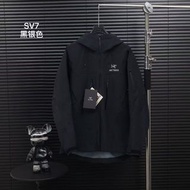 Arcteryx始祖鳥 Alpha系列 Sv 第7代 GORE-TEX Pro 刺繡Logo圖案休閒運動連帽拉鍊硬殼衝鋒衣風衣外套滑雪服