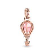 925 sterling silver rose gold Inlaid Sparkling zirconia Pink Hot Air Balloon Dangle Charm fit  bracelet women fashion DIY jewelry valentines day gift for girlfriend