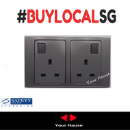 Legrand Mallia 2 Gang 13A Single Socket Outlet Power Point (Dark Silver) - YourHause Local Seller &amp; Ready Stock
