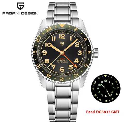 (Local delivery)PAGANI DESIGN New DG5833 GMT Men's Automatic Mechanical Watch Stainless Steel Sapphi