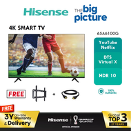 FREE SHIPPING 3 Years Warranty Hisense 65" 4K Smart TV UHD Television A6100G Series Free TV Bracket Hdmi 电视机 電視機 65A6100G