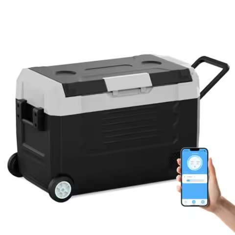 12V Cooler Car Fridge 48QT -468 Fast Cooling Portable Freezer with 12/24V DC and 110-220V AC Electri