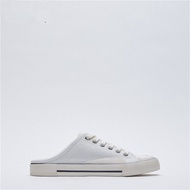 Authentic ZARAˉ imported Womens Shoes 2022 Summer New Canvas Shoes Lazy 1 Slippers Small White Shoes