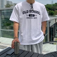 Old School 347 Atheltic Dept Print Oversized T-shirt 100% Heavy Cotton 280g T-shirt Korean Style Old