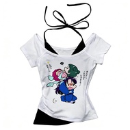 Cute Graphic Baddie Japanese Style Cropped Top for Ladies