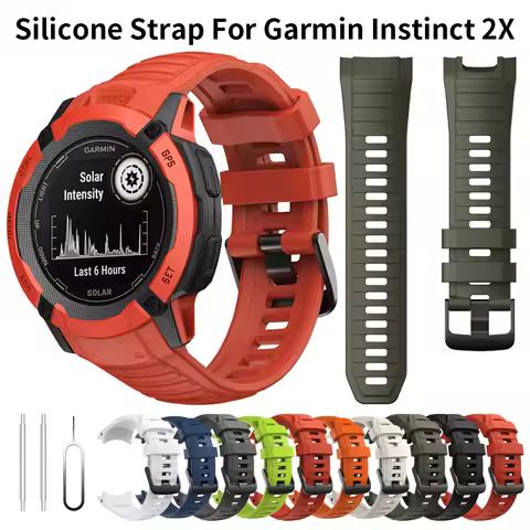 No Gaps 26mm Silicone Strap For Garmin Instinct 2X Solar - Tactical Edition Watchband Replacement Ac