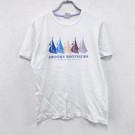 二手 Brooks Brothers 短袖 T 卹，白色，小號，2000 年代古著。