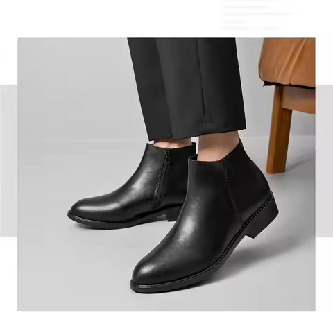 Trend Men's Black Ankle Boots Designer Trend Casual High-tops Punk Rock Shoes
