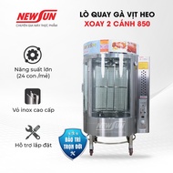 Lò quay gà vịt than gas xoay 850 2 cánh cửa NEWSUN - Bảo hành 12 tháng - Tặng 15 móc 15 xiên lu quay