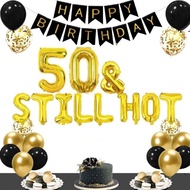 (SG Seller) 50th Birthday Decorations, 50th Birthday Balloon, Black and Gold Birthday Decorations Se