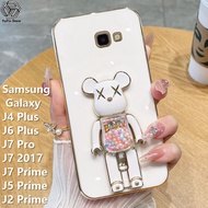 YuPin เคสสำหรับ Samsung Galaxy J4 Plus/J6พลัส/J7 2017 / J7 Pro / J7 Prime / J5 Prime เคสโทรศัพท์ลายหมีการ์ตูนน่ารักสุด J2เคสแฟชั่นชุบโครเมียมฉากยึด