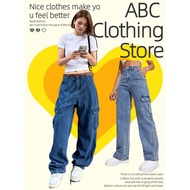 919 Jeans Loose straight pants Spice girls multi pocket straight leg jeans women pants